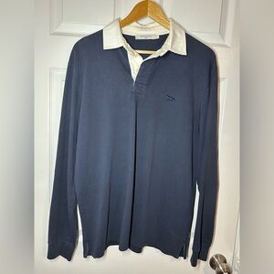 Maison Kitsune Men's Navy Long Sleeve Polo Shirt - Medium